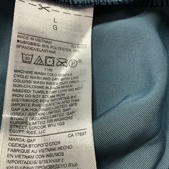 GAP Maternity Teal Blue Velvet Faux Wrap Short Sleeve Midi Dress Tie Waist Sz L - Picture 8 of 9